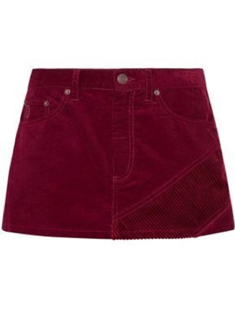 Marc Jacobs Paneled Cotton-corduroy Mini Skirt In Burgundy Size 28